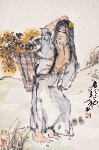 吴山明 壬午（2002年）作 春之色 镜心